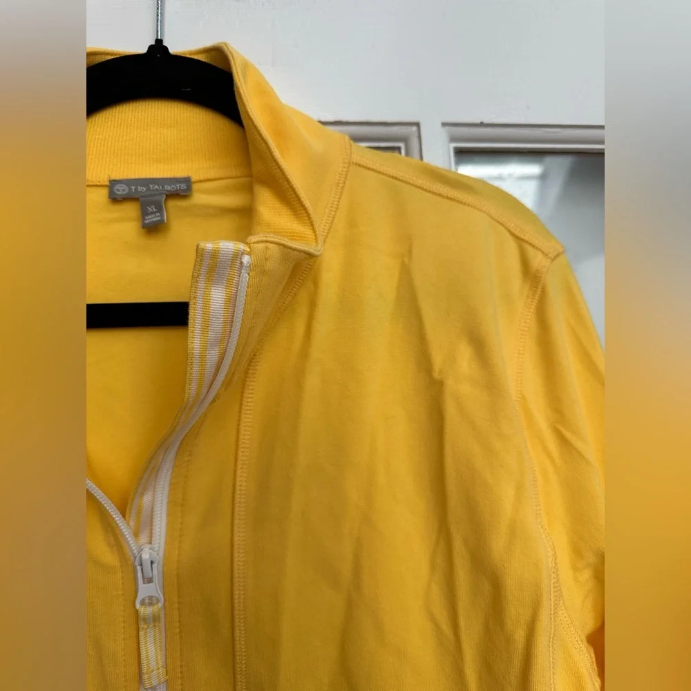 T by Talbots Canary Yellow Full Zip Front Medium Weight Jacket Size Large NWOT
